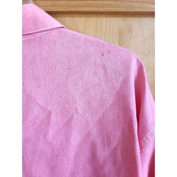 Vintage SFO 100% Linen MEDIUM Pink Button Shirt Top 3/4 Sleeve Girly Feminine M - Picture 7 of 7